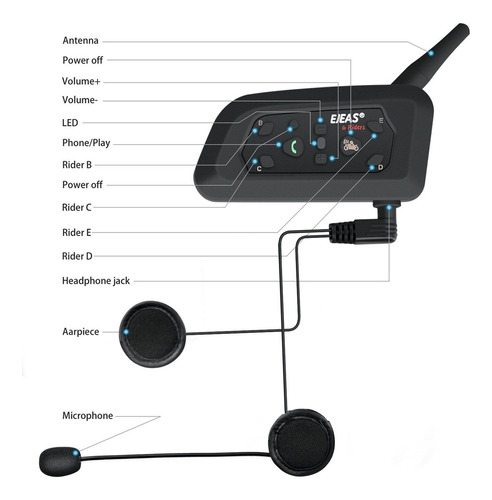 Casco Moto Bluetooth Interfono Comunicador