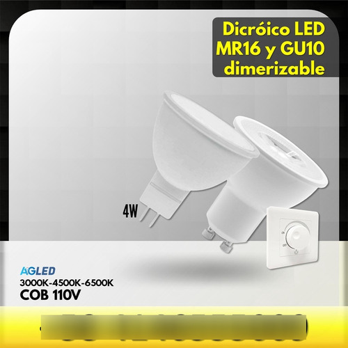 Dicroico Led Cob Dimerizable 4w Mr16 6500k 110v 1