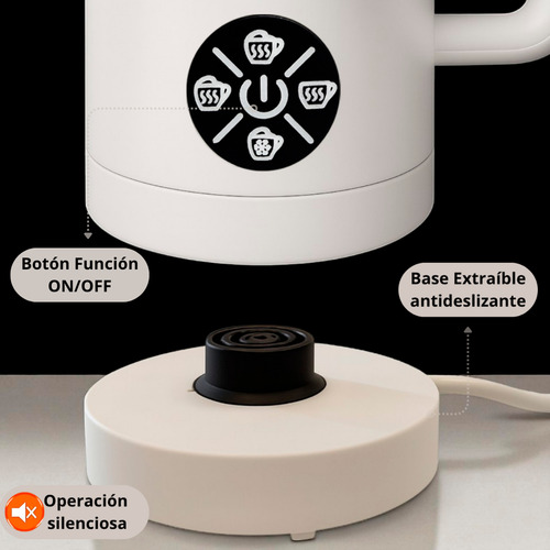 Espumador Calentador Batidor De Leche Novohome 4 En 1 Acero Inoxidable 500ml Color Blanco