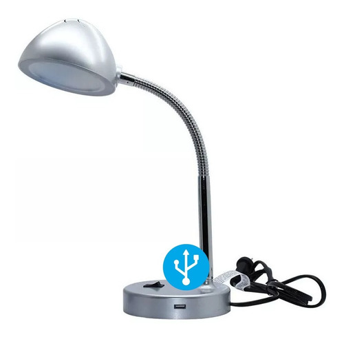 Velador Flexible Led Con Usb 3.5w Neutro Plata 220v Sica