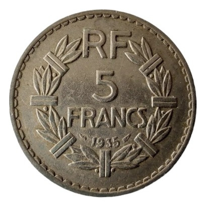 Moneda Francia 5 Francs 1935 (x1688