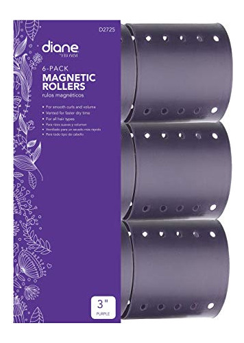 Diane Magnetic Hair Roller, Púrpura, 3 Pulgadas, Material Fu