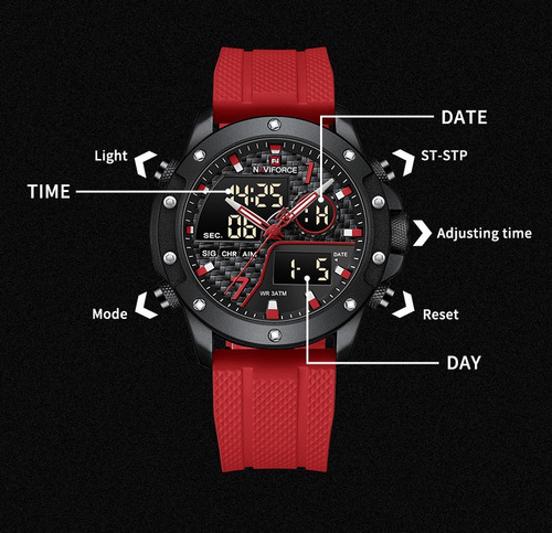 Reloj Naviforce Dual Analógico Y Digital Luz Led Calendario