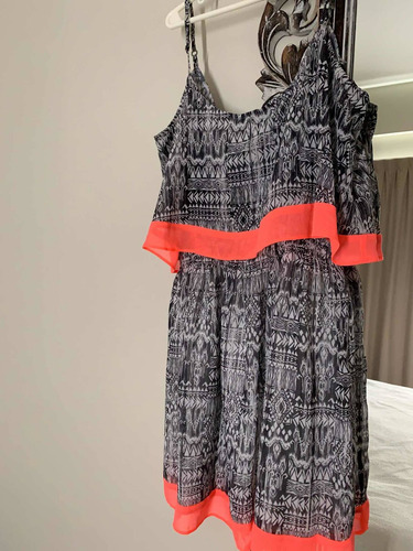 Vestido Aeropostale Tipo Forever 21, Negro Blanco Y Fucsia