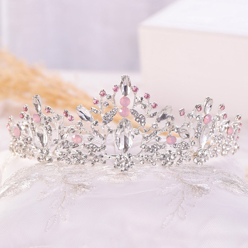 Tocado Tiara Corona Oro Rosa Y Azul Cielo Novia,xv Años,niña