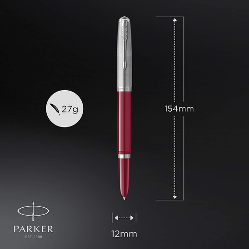Pluma Estilografica Parker 51 | Barril Color Burdeos Con ...