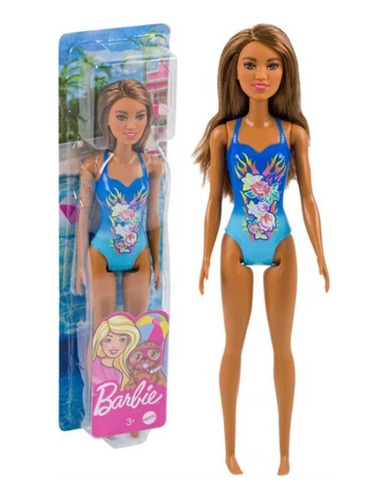 Muñeca Barbie Traje De Baño Azul En La Playa 28cm
