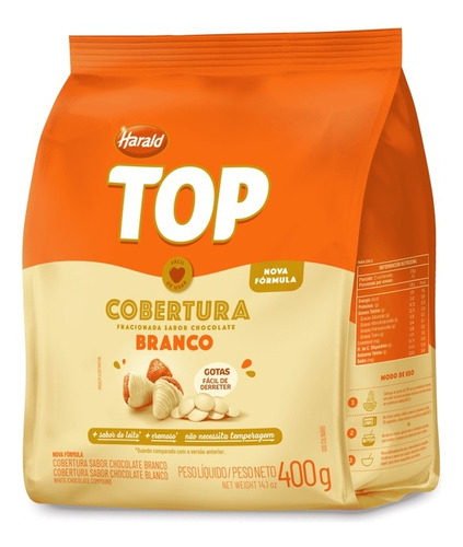 Cobertura De Chocolate Blanco Gotas 400 Grs Harald