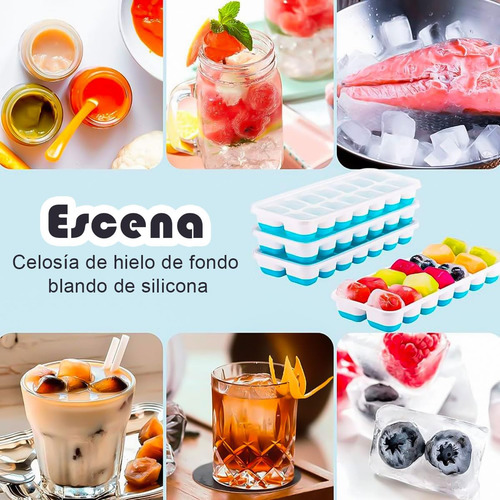 4 Pzs Bandejas Para Cubitos De Hielo,14 Cavidades Ice Cube