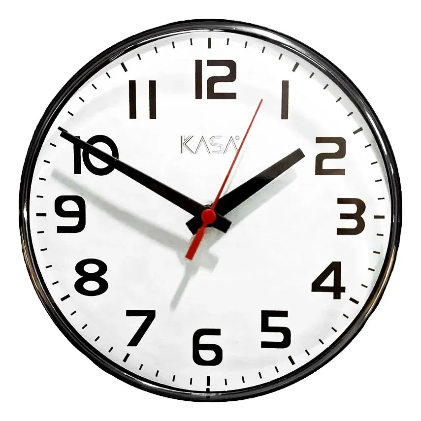 Relogio De Parede Analogico 30cm Preto Branco Redondo Quartz Preto Branco