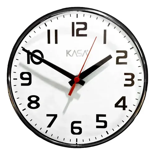 Relogio De Parede Analogico 30cm Preto Branco Redondo Quartz Preto Branco