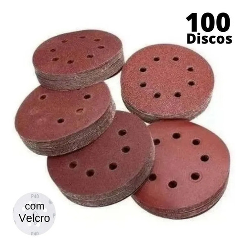 Imagem 2 de 7 de Disco Lixa Pluma 125mm 8 Furos Lixadeira Roto Orbital 100 Pç