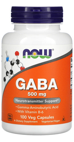 Now Foods Gaba/ácido Gama 500mg E Vitamina B6 100cap Veg Sabor Sem Sabor