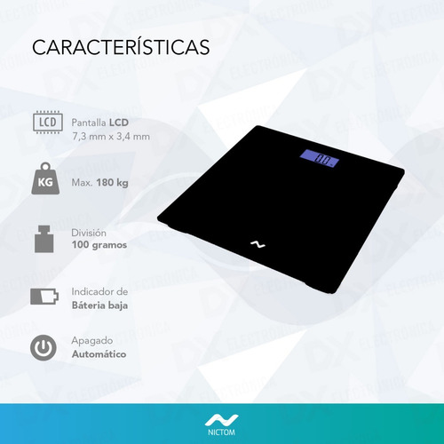 Imagen 4 de 5 de Balanza Personal Digital De Baño Nictom Bp01 Negra