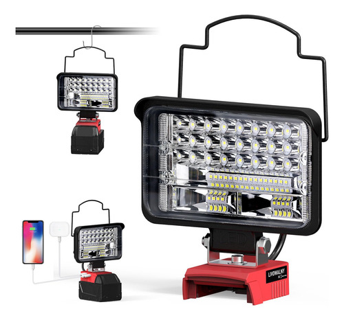 Luz De Trabajo Led Inalámbrica Para Luz Milwaukee M18, Livow