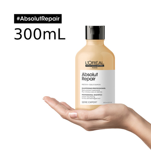 Imagen 10 de 12 de Set Absolut Repair Shampoo + Máscara Dorada L'oréal Pro