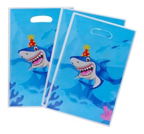 Bolsas Tiburón × 6 Para Cotillón Cumpleaños Fiestas Mar