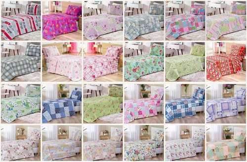 Kit C/10 Jogos Lençol Casal 3 Peças Cama Box Atacado Promoçã Cor Variada Desenho Do Tecido Estampado