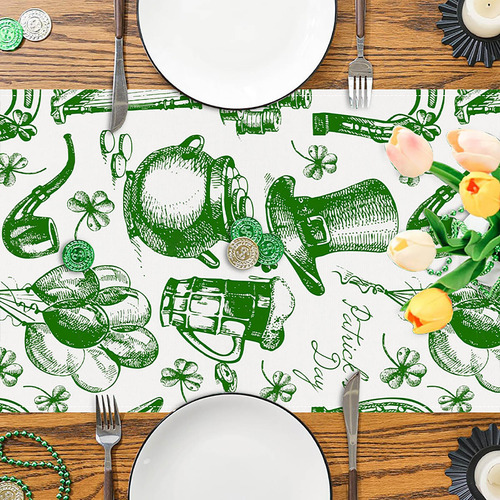 Mantel En Forma De U Con Flores Para El Día De San Patricio,