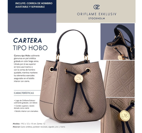 Imagen 2 de 5 de Bolsa Para Dama, Hobo, Colección Motiv, Oriflame Exclusiv