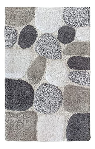 Juego De 2 Alfombras De Baño Pebble Stone, Gris Claro, 100 %