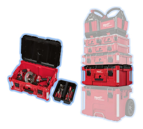 Caja de herramientas Milwaukee 48-22-8425 de plástico 16.1" x 22.1" x 11.3" roja y negra