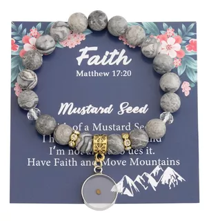 Ujims Semente Faith Beads Pulseira Elástica Fé Mensagem Insp