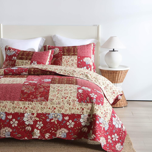 Camandy Juego De Colcha De Algodón, Juego De Cama De 3 Pieza