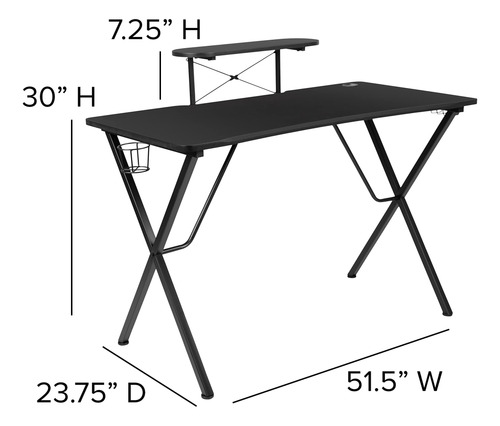 Escritorio Negro Para Juegos Con Silla Reclinable Y Soporte