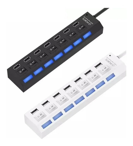 Hub 7 Puertos Multi Usb 2.0 Con Interruptor E Indicador Luz