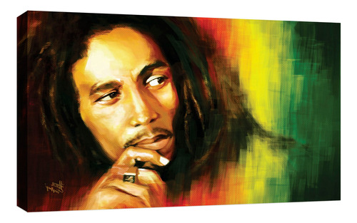 Cuadro Decorativo Canvas Moderno Bob Marley Color Bob Marley 7 Armazón Natural