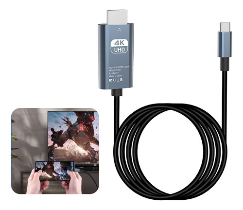 Cable Adaptador Usb Tipo C A Hdmi 4k Gris De 2m