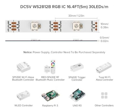 Led Individual Btf-lighting Ws2812b Ic Rgb 5050smd De Oro Pu
