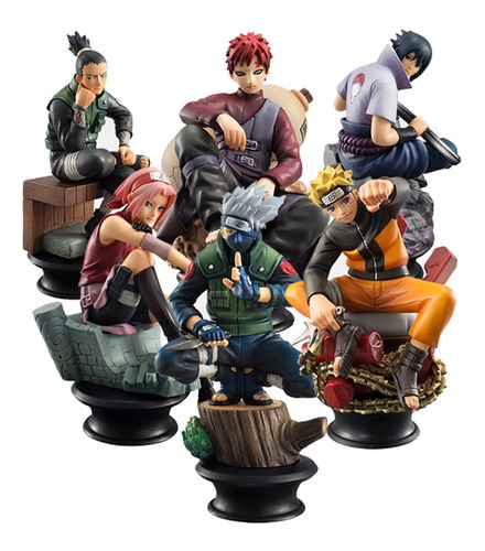 Kit 6 Piezas Muñecas Figura Naruto Sasuke Kakashi Gaara