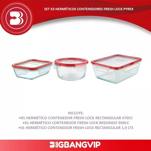 Pyrex Fresh Lock, Contenedor Rectangular 470cc