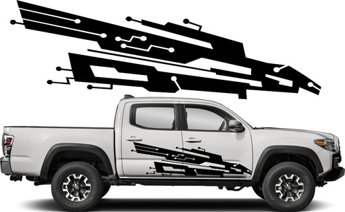  Sticker Calca Franjas Laterales Sci-fi Pick Up Automovil