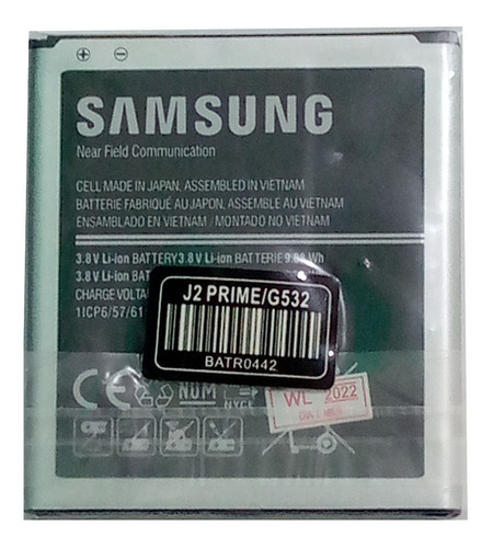 Bateria Samsung J2 Prime  3.8 V   2600  Mah   9.88  Wh 