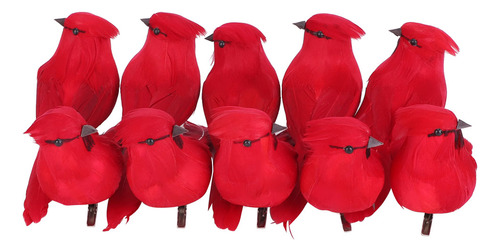 Espuma Artificial Roja Hecha A Mano Con Forma De Pájaro, 10