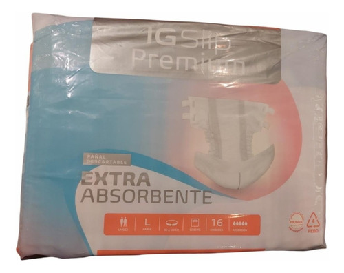 Pañales para adultos descartables Igslip Premium Grande 50-80kg x 16 u