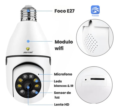 Camara Seguridad Foco Espia Microfono Sensor Movimiento