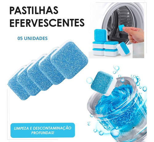 Pastilha Quadrada Tablete Limpa Máquina Lavar Roupa Kit 05