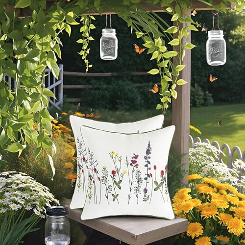 Fundas Almohada Bordadas 45 X 45 Cm 2 Decorativas Floral