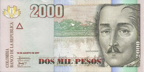 Colombia 2000 Pesos, 16 Agosto 2007