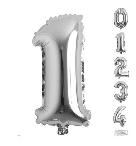 Globos De Numeros Metalizados De 70/80cm Plata X1 Unidad