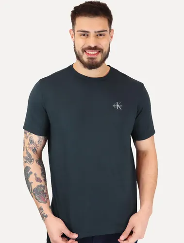 Camiseta Calvin Klein Jeans New Mono Logo Issue Azul Marinho