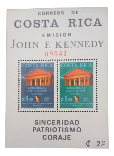 A5421  Costa Rica Kennedy Bloco Yvert Nº 8 Nn