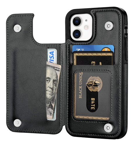 Aoksow Compatible Con iPhone 12 Mini Wallet Case, Premium Pu