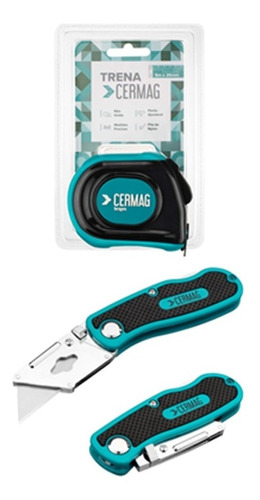 Kit Cermag Trena 5m + Estilete Com Laminas Extra