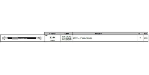 Flexible Freno Tras Ford Fiesta Kinetic 285mm