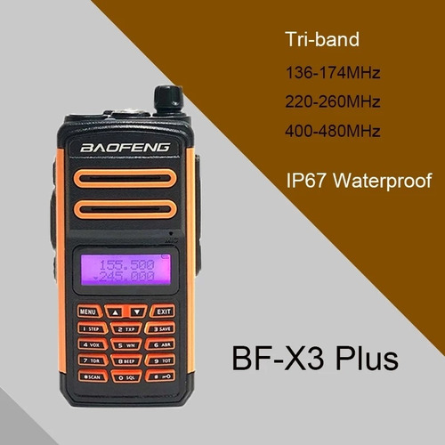 Imagem 9 de 9 de Rádio Triband Baofeng Bf-x3 Laranja E Preto 10w Uhf Vhf Ip67